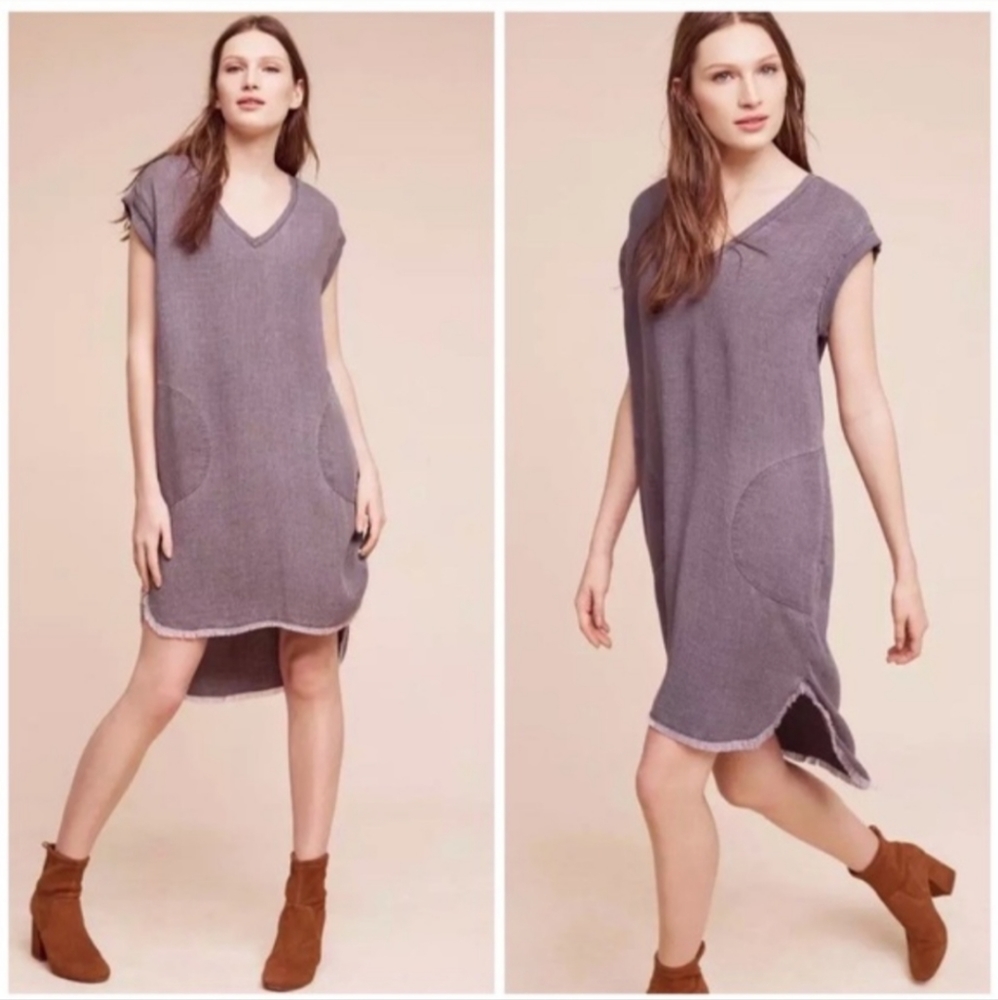 Cloth & Stone Dip Hem Shift Dress with Pockets